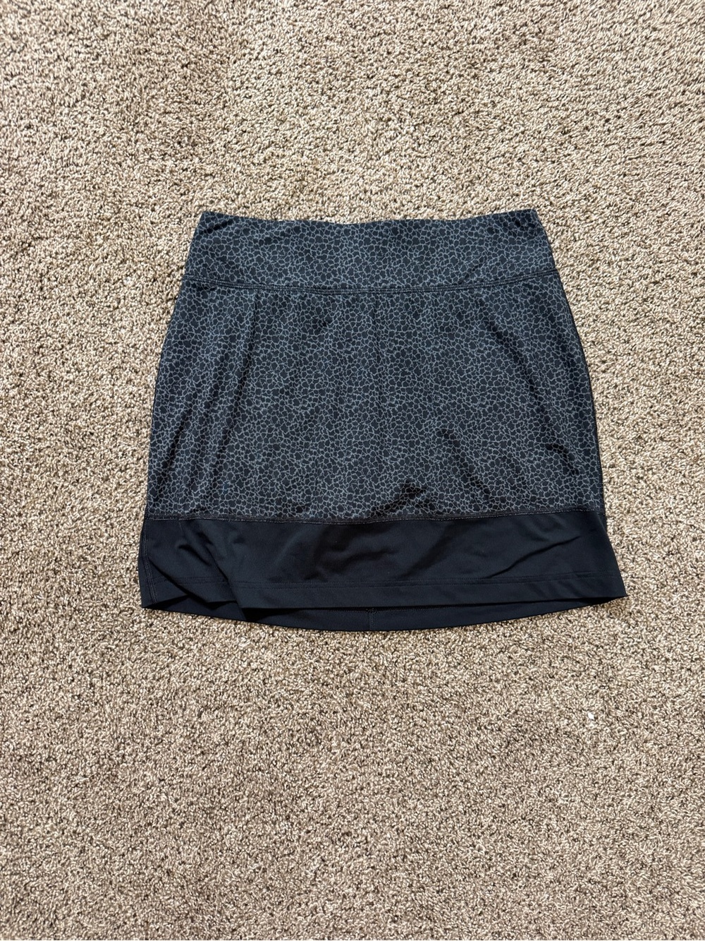 Black Patterned Midi Skirt with Solid Band